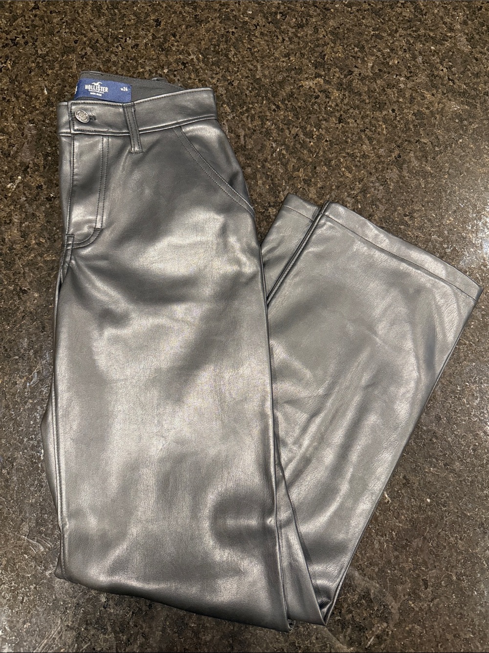 Hollister Women's Metallic Silver High-Rise Jeans